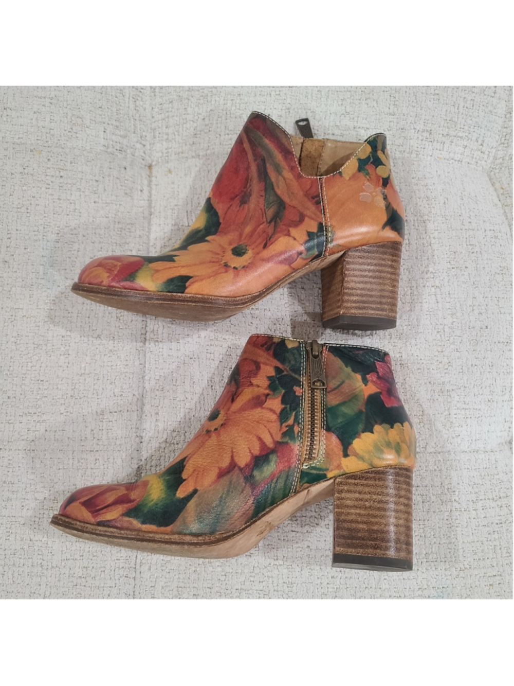 Patricia Nash Sabrina booties Prairie Rose floral Block Heel Short Boots Size 6
